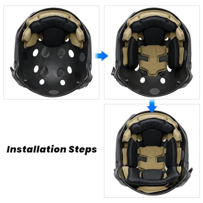 Tactical Helmet Pads - Universal Replacement Internal Memory Foam Pad Inserts for ACH, MICH, EXF Helmets - color: Khaki-3