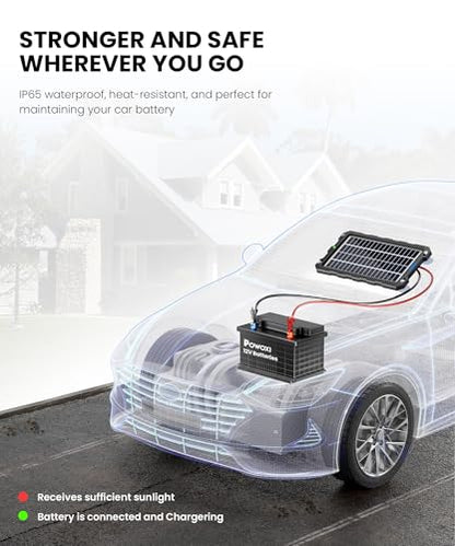 POWOXI Upgraded 7.5W-Solar-Battery-Trickle-Charger-Maintainer-12V Portable Waterproof Solar Panel Trickle Charging Kit for Car, Automotive, Motorcycle, Boat, Marine, RV,Trailer, Snowmobile, etc. - color: Solar Powered Battery Chargers 7.5w-B