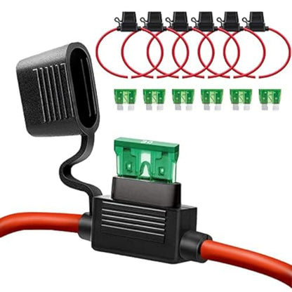 12 AWG Inline Fuse Holder - 12 Gauge Fuse Holder for 30A Blade Fuse (6 Pack) - size: 12 AWG
