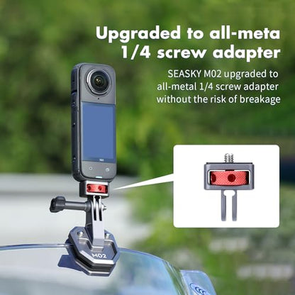 SEASKY M02 Motorcycle Windscreen Clamp Mount Motorbike Accessories for Gopro Hero 13 12 11 10 9 8 for DJI Action 5 4 3 2 OSMO 360 for insta360 X5 X4 X3 Ace Pro 2 Action Camera All Aluminum Metal