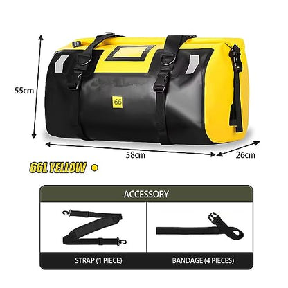 Waterproof PVC Motorcycle Dry Bag 66L Motorcycle Tail Saddle Bag Travel Luggage Storage Bag Roll Pack Bag Yellow - color: Yellow no logo