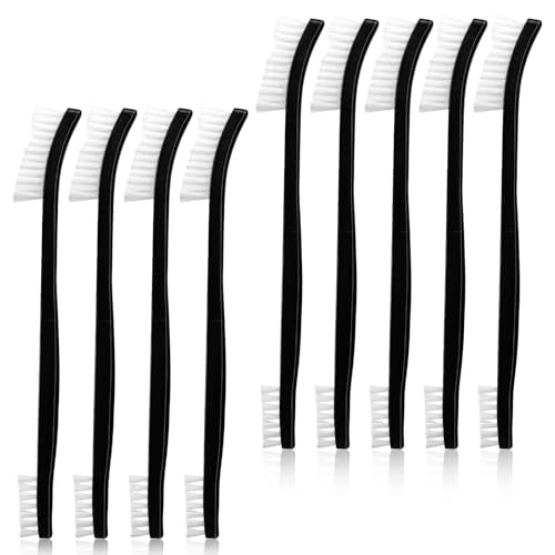 9Pcs Double-Ended Cleaning Brushes Set Nylon All Purpose Clean Brush Small Detailing Crevice Brush Mini Stiff Bristles Brushes for Kitchen Sink Bathroom Gaps Corner Small Space - color: Black
