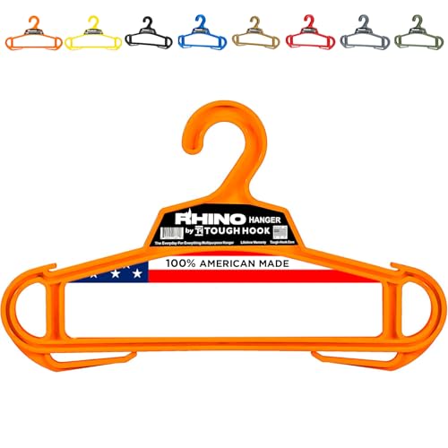Rhino Tough Hook Heavy Duty Clothes Hangers – USA-Made Military Grade Coat Hanger for Body Armor – 200-lb Capacity Suit Hangers – The Everyday for Everything, The Indestructible Hanger, 1 Orange - color: Orange, size: Pack of 1 (Original)