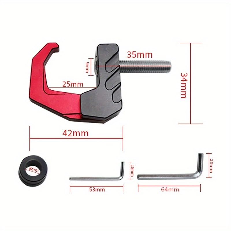 1pc Motorcycle Helmet Holder CNC Aluminum Luggage Bag Hook Holder Hanger Hooks Motorbike Scooter Helmet Bags Gadget Glove Hooks (red)