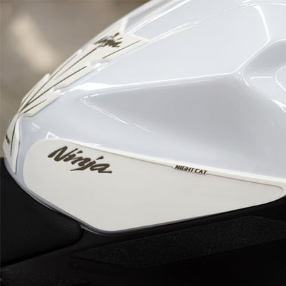 NIGHT CAT Compatible Ninja 400 Ninja 500 Motorcycle Fuel Tank Pad Kit Side Fuel Knee Guard Sticker Fuel Tank Protector（Fishbone Sticker-White） - color: Fishbone Sticker-White
