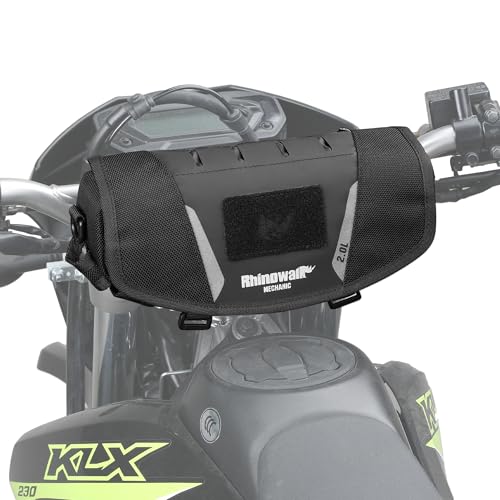 Rhinowalk 2L Motorcycle Handlebar Bag, Bar Bag with Rain Cover & Shoulder Strap for Dual Sport ADV Touring