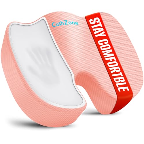 CushZone Seat Cushion, Office Chair Cushions, Car Seat Cushion, Non-Slip Sciatica & Back Coccyx Tailbone Pain Relief Chair Pad, Memory Foam (Large,Pink) - color: Pink, size: X-Large