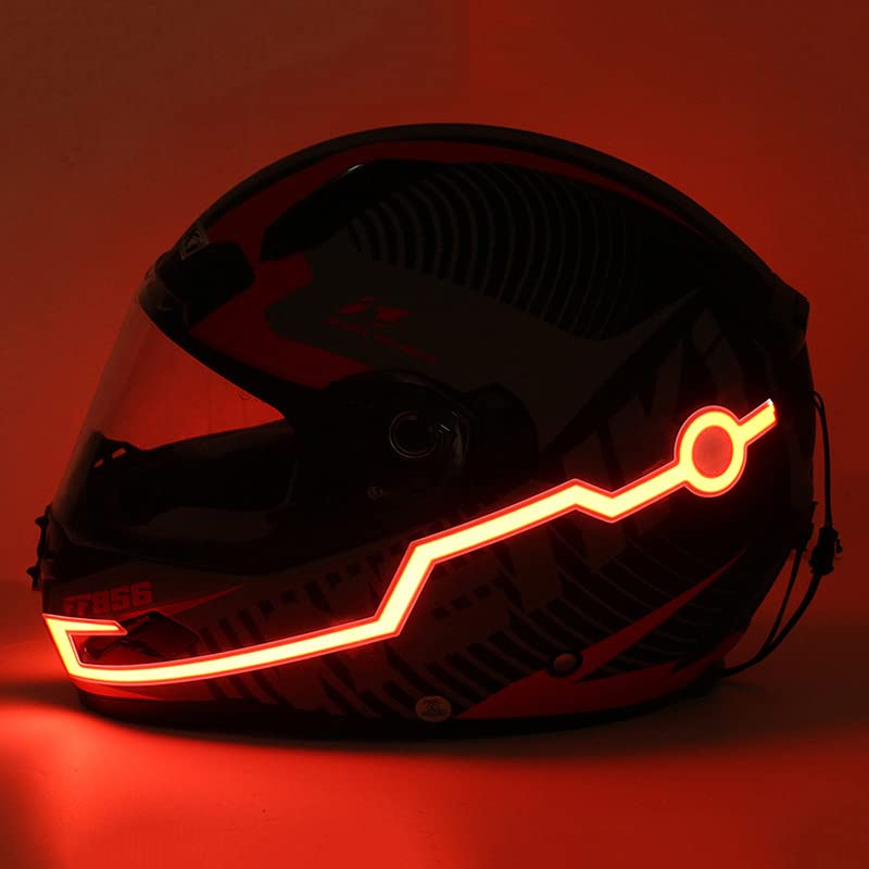 Motorcycle helmet light strip,Helmet EL Light Bar,Helmet Cycling LED Sticker Light Night Riding Signal Helmet Light for Motorcycle Bike Helmet (red) - color: Red