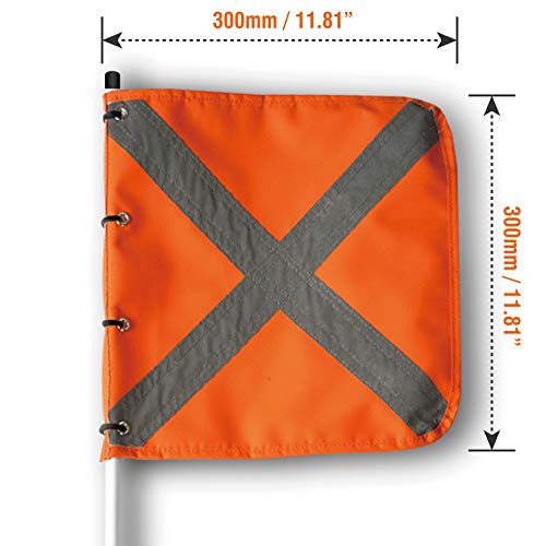 Safety Flag with Quicker Connector Base & 11.8" x11.8" Heavy Duty PVC Reflective Flag, Suit for ATV, UTV, Offroad, Jeep & Truck. Can be Used as 3.3'，6.6‘ or 10’. - color: White