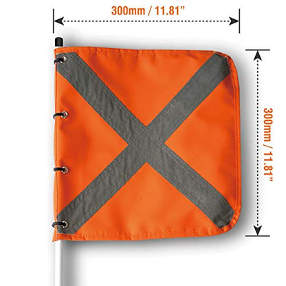 Safety Flag with Quicker Connector Base & 11.8" x11.8" Heavy Duty PVC Reflective Flag, Suit for ATV, UTV, Offroad, Jeep & Truck. Can be Used as 3.3'，6.6‘ or 10’. - color: White