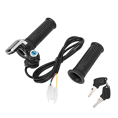 Throttle Handle Grips,Electric Bike Twist Throttle Grip Lock Key Set LED Indicator for Motorcycle Scooter 48V