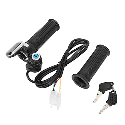 Throttle Handle Grips,Electric Bike Twist Throttle Grip Lock Key Set LED Indicator for Motorcycle Scooter 48V