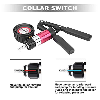 Ventilation Kit Brake, Manometer Hand Vacuum Pump Tester Set with Adapters Fluid Brake Replacement Tool Clutch Ventilation System, for Cars, Motorcycles, Trucks