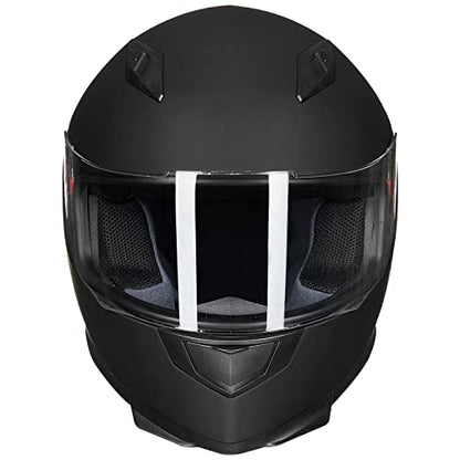 ILM Full Face Motorcycle Street Bike Helmet with Removable Winter Neck Scarf + 2 Visors DOT Model ILM-313 - color: Matte Black