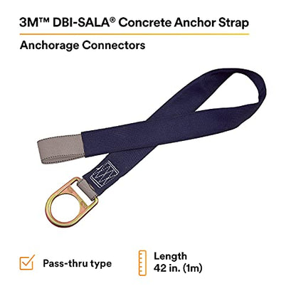 3M DBI-SALA 2100050 Concrete Anchor Strap with D-ring at one end, web loop at other end, 42 inch, Blue/Grey