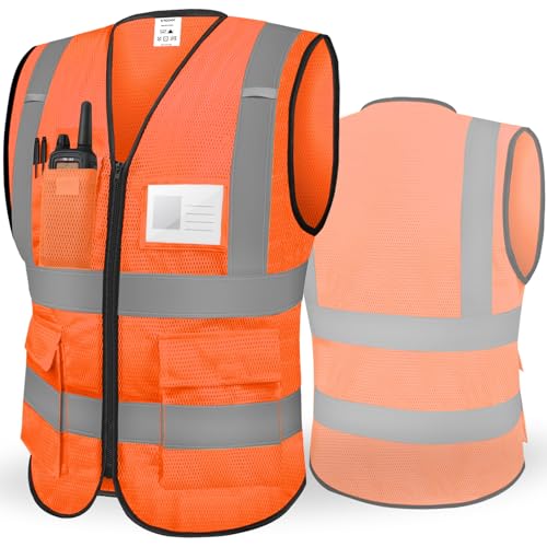 TICONN Reflective Safety Vest High Visibility Class II Mesh Vest for Women & Men Meets ANSI Standards - color: Orange, size: 4X-Large