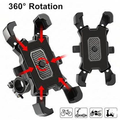 Secure Black Shockproof Bike Phone Mount, Hands-Free GPS Holder for E-Bikes & Motorcycles, Cycling Accessory