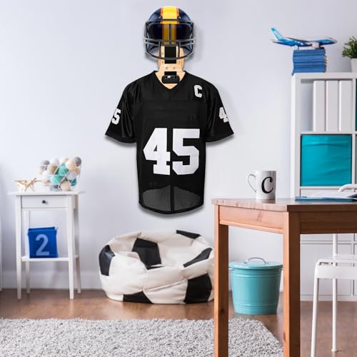 Eorbow Tactical Gear Wall Mount, Wooden Motorcycle Helmet Holder Stand, Heavy Duty Helmet Display Hanger, Multipurpose Jacket Rack for Police, Soccer, Cycling, Skiing Gears, Coats, Vets, Hats, Caps