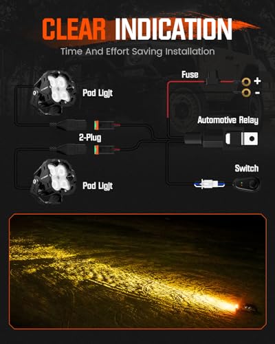 LED Pods Lights Driving Light - 3 Inch SAE Off Road Lights Pods Waterproof Off Road Lights, LED Driving Light Cube with Covers, LED Work Light for Truck Wrangler Jeep Pickup Ram SUV ATV - color: 3 Inch White/Amber Driving Beam