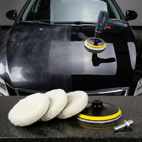 5pcs Car Polishing Pads Set 6 Inch Wool Buffing Pads Kit Automobile Buffer Polisher Bonnet Car Accessories for Sanding Polishing Waxing