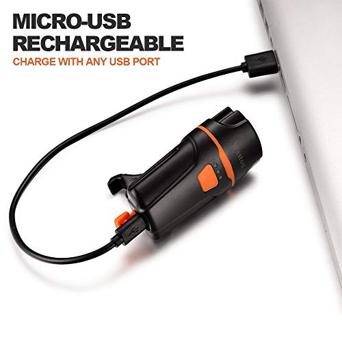 Bike Lights, Super Bright Bike Front Light 1200 Lumen, IPX6 Waterproof 6 Modes Cycling Light Flashlight Torch with USB Rechargeable Tail Light(USB Cable Included) - color: Black