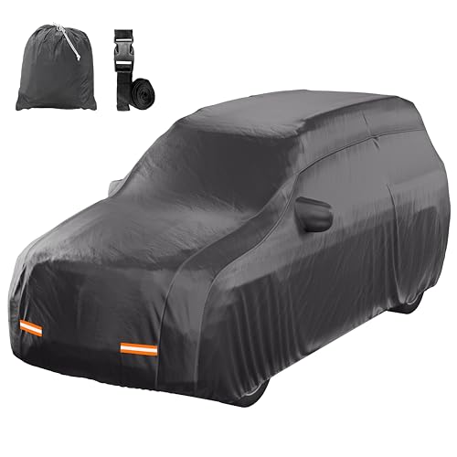 Mockins 200"x75"x57" SUV Car Cover Waterproof All Weather Heavy Duty Tarp | Dual-Layer 250G PVC & Soft Cotton Lining Full Exterior Covers | Windproof Large Car Cover for Snow & Rain with Buckle Strap - size: SUV - Large - 200" x 75" x 57"