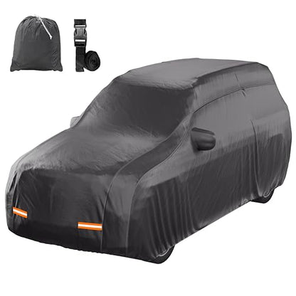 Mockins 200"x75"x57" SUV Car Cover Waterproof All Weather Heavy Duty Tarp | Dual-Layer 250G PVC & Soft Cotton Lining Full Exterior Covers | Windproof Large Car Cover for Snow & Rain with Buckle Strap - size: SUV - Large - 200" x 75" x 57"