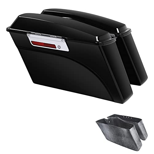 XFMT Motorcycle Saddlebags Hard Saddle Bags W/Chrome Latches & Liner For Harley Touring Road King Street Glide Road Glide Electra Glide 1993-2013, Vivid Black - color: Vivid Black /W Chrome Latches, size: Standard