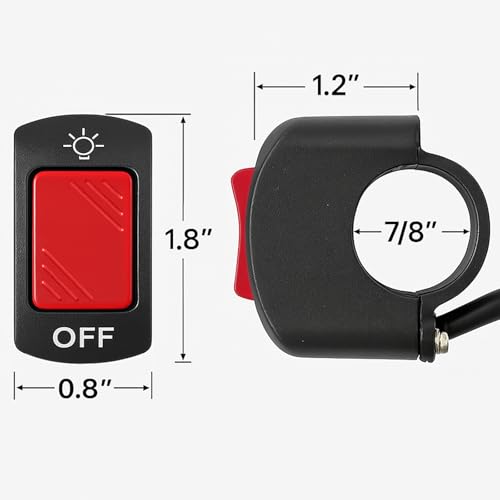 Motorcycle Handlebar Light Switch On Off Button Toggle Swtch Bicycle Motorcycle Tuning Part for U5 U7 U2 LED Headlight Scooter Electrombile RED 1Piece - color: Red