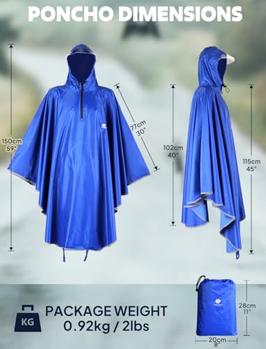 ANYOO Waterproof Rain Poncho Bike Bicycle Rain Capes Lightweight Compact Reusable for Adults - color: Blue
