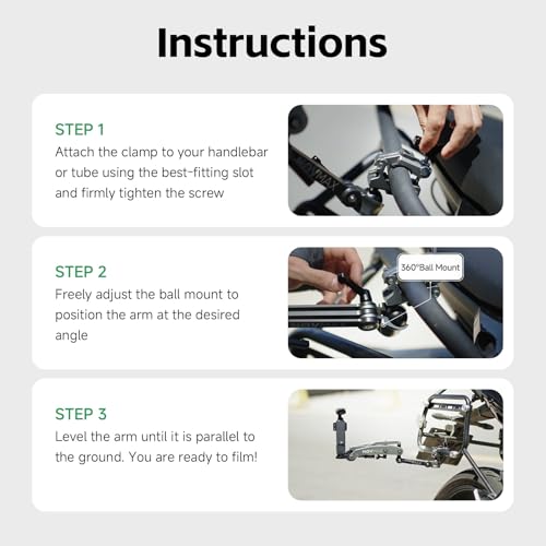 MOVMAX Blade Arm Bike Motorcycle Handlebar Mount Stabilizer, Camera Clamp Mount Shock Absorber for DJI Osmo Pocket 4/Pocket 3, Insta 360, GoPro Hero Cameras w Ball Head, Pocket 3 Accessories - style: Motorcycle Clamp Kit