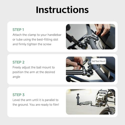 MOVMAX Blade Arm Bike Motorcycle Handlebar Mount Stabilizer, Camera Clamp Mount Shock Absorber for DJI Osmo Pocket 4/Pocket 3, Insta 360, GoPro Hero Cameras w Ball Head, Pocket 3 Accessories - style: Motorcycle Clamp Kit