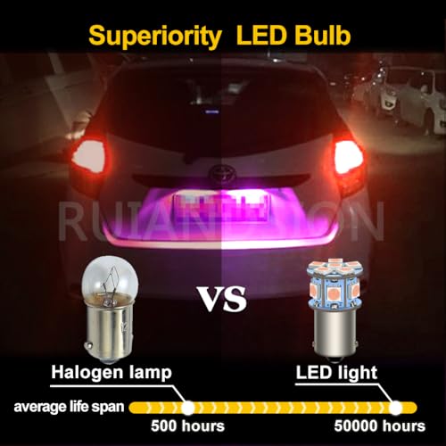 Ruiandsion 1156 Light Bulbs 2pcs 6V 1156 BA15S LED Bulbs RV Lights Pink 5050 12SMD for Back Up Reverse Turn Signal Tail Lights,Non-polarity - color: Pink, size: 1156/BA15S