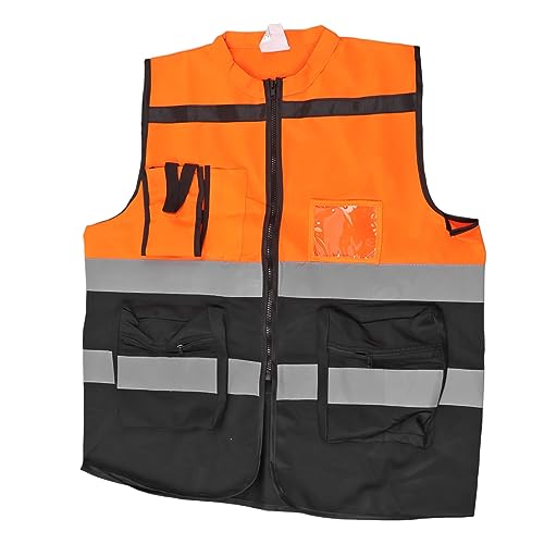 Reflective Safety Vest with Zipper for Motorcycle Riding & Traffic Management - High Visibility Orange XL