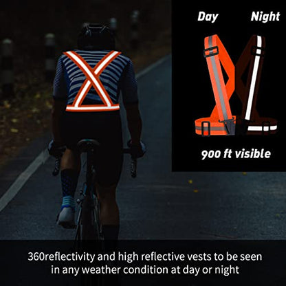 2 pcs Reflective Vest, Adjustable High Visibility Reflective Safety Straps Gear for Run, Cycling,Pet Walking - color: Orange