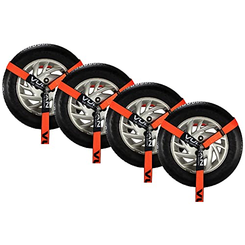 VULCAN Wheel Dolly Tire Harness with Universal O-Ring - 2 Inch x 96 Inch - 4 Pack - PROSeries - 3,300 Pound Safe Working Load - Straps Only - Ratchets Sold Separately - color: PROSeries Orange