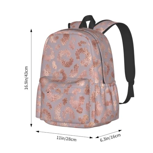Rose Gold Leopard Skin Tote Backpack Bookbag Laptop Backpacks Multipurpose Daypack for Boys Girls School Men Women Travel Hiking - color: Pink