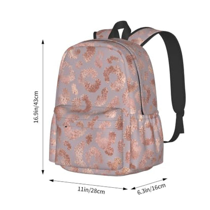 Rose Gold Leopard Skin Tote Backpack Bookbag Laptop Backpacks Multipurpose Daypack for Boys Girls School Men Women Travel Hiking - color: Pink