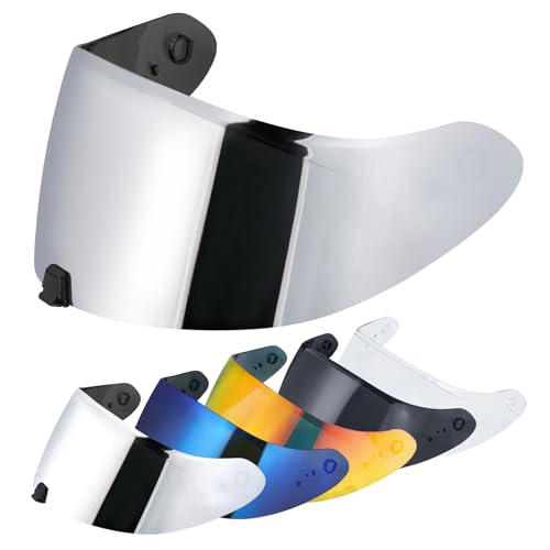 VCOROS R420 Helmet Shield -R420 Motorcycle Helmet Visor Face Shield Compatible with R420 Accessories (Chrome Silver) - color: Chrome Silver