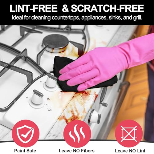 Microfiber Cleaning Cloth, 12 Pack Black Cleaning Rags,12" X 11" Lint Free Dish Towels Wash Cloths, Reusable Microfiber Towels for Home and Kitchen Bathroom Apartment Cleaning Supplies - color: Black, size: 12 Pack