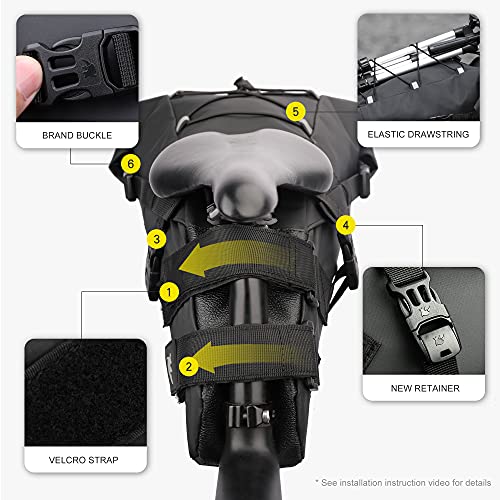 Rhinowalk Waterproof Bike Saddle Bag 13L - Under Seat Storage for Mountain Road Biking and Commuting Trips - size: 13L