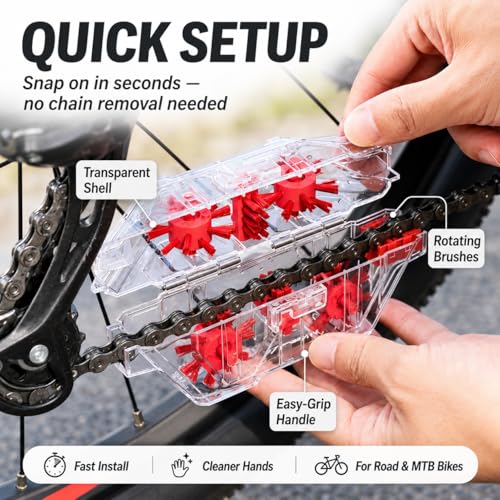 Bike Chain Cleaner Tool for Bicycle Chains, Road and MTB Bikes | Easy-to-Use, Transparent Design, Deep Cleaning, Road & MTB Bikes