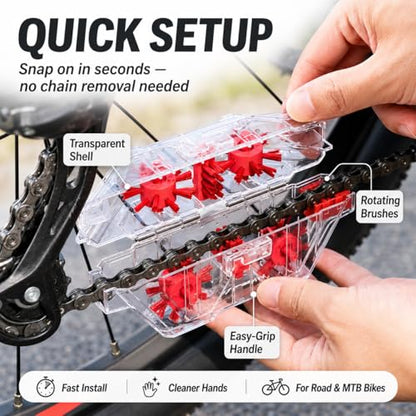 Bike Chain Cleaner Tool for Bicycle Chains, Road and MTB Bikes | Easy-to-Use, Transparent Design, Deep Cleaning, Road & MTB Bikes
