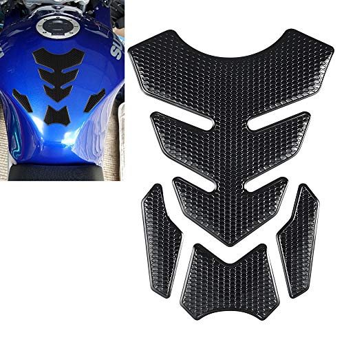TOMALL 3D Gas Tank Protector - Soft Rubber Tank Pad, Anti Slip, Waterproof, Motorcycle Decoration (Black) - color: Black