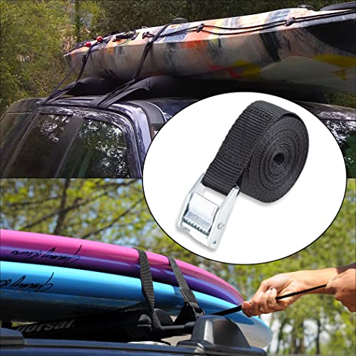 Cartman 1" x 12' Lashing Straps Cargo Tie-Down Strap Up to 600lbs, 12pk in Carry Bag, Black - color: Black, size: 12 PK