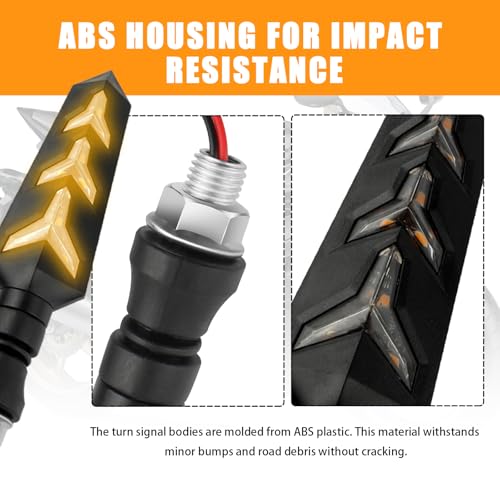 4PCS Y Shape Motorcycle Turn Signals LED,12V Motorcycle Blinkers | Flowing Motorcycles Front Turn Signals,Amber LED Lights,Universal Fits Motorbike Scooter Off Road
