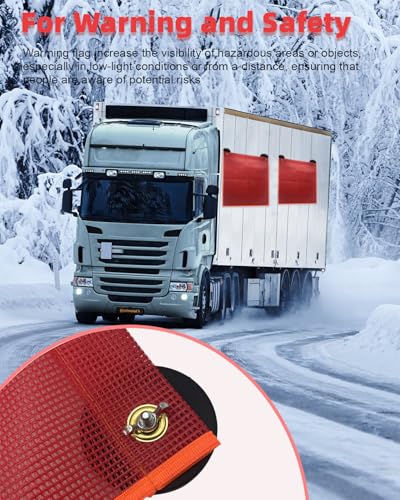 Magnetic Safety Flag, Red Warning Flags with Strong Magnet 18 x 18 Inch Red Mesh Oversize Load Safety Flag Warning Signs for Trucks, Trailers, Pedestrian Crossings and Oversized Loads-4 Set - color: Black+Red