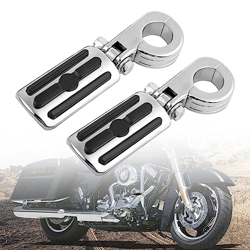1.25”Engine Guard Foot Rest with P-Clamps Mounts Kits For Harley Highway Pegs Motorcycle Highway FootPegs For Touring Road King Street Softail Dyna Sportster Kawasaki Suzuki Yamaha(Chrome 5) - color: Chrome Style 4