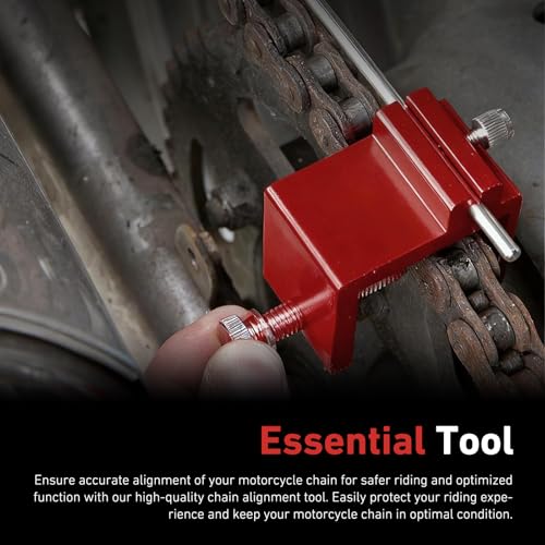 Chain Alignment Tool, Quick & Accurate Metal Chains Adjustment Tool, Rust-proof Metal Professional Chain Straightener, for Motorcycles, Scooters, Bike, ATVs, Mopeds (Red) - color: Red