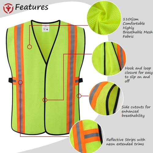 Safety Vest for Men Women Reflective Construction Vest - color: V-yellow, size: Medium